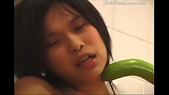 Petite Asian Teen Emma'S Solo Pleasure Session With A Cucumber